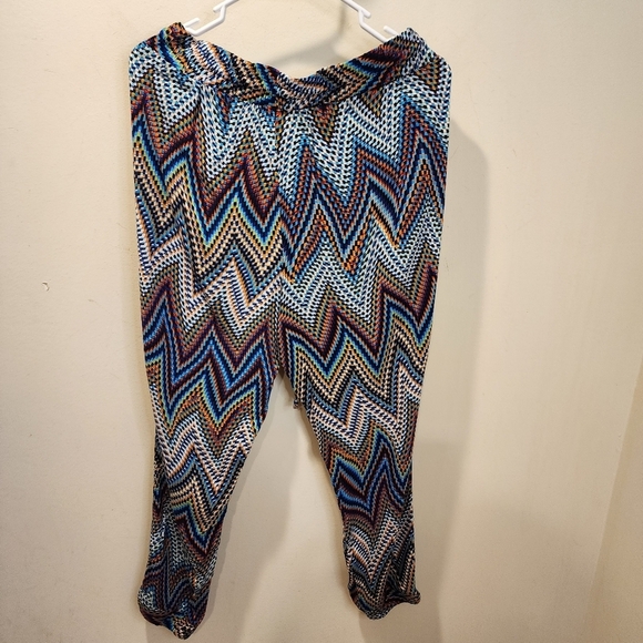 Dots Multicolor Zigzag Print Yogers Pants Size L - Picture 11 of 12
